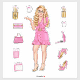 Pegatina Decretos del planificador de mujeres rubias rosada