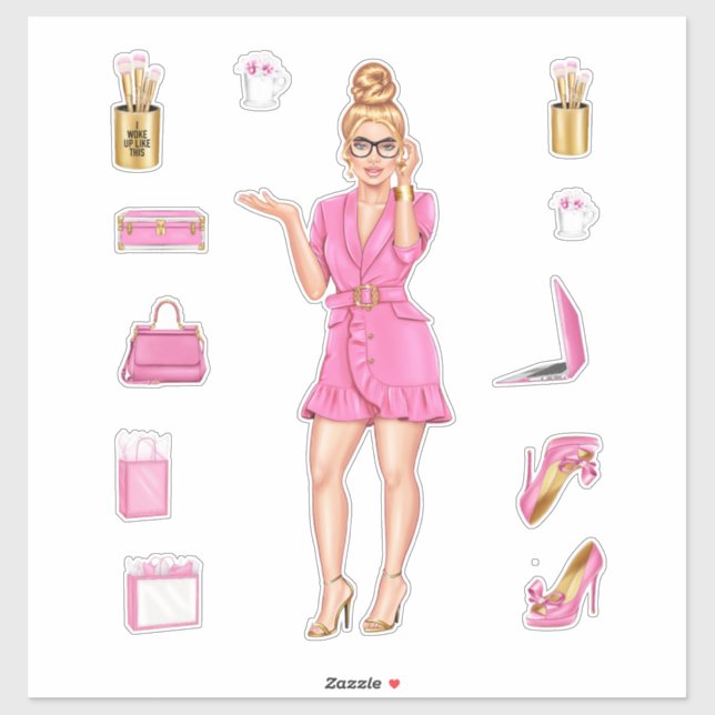 Pegatina Decretos del planificador de mujeres rubias rosada