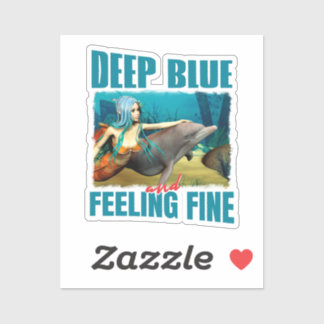 Pegatina Deep Blue y Feed Fine Mermaid and Dolphin