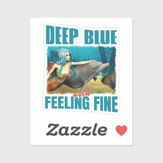 Pegatina Deep Blue y Feed Fine Mermaid and Dolphin (Hoja)