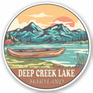 Pegatina Deep Creek Lake Maryland Emblema De Pesca En Bote