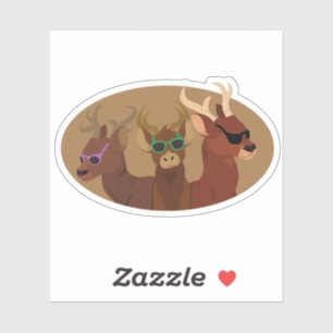 Pegatina Deer Con Gafas De Sol