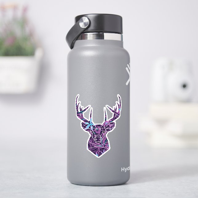 Pegatina Deer floral (hidrofrasco)