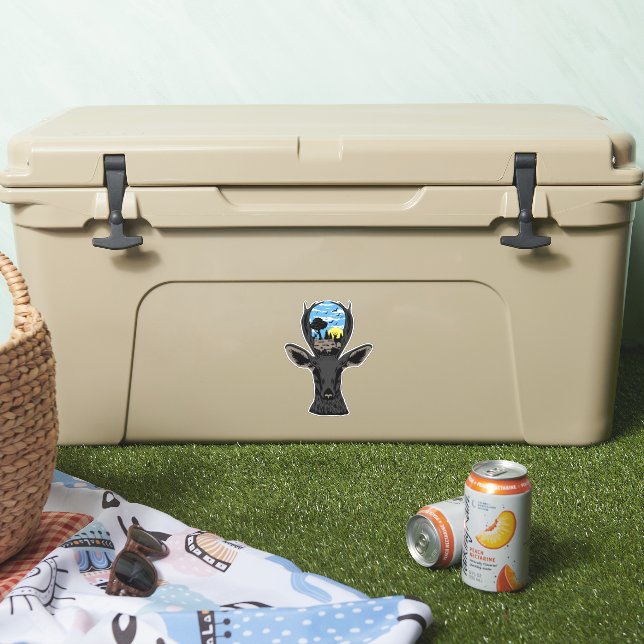 Pegatina Deer Nature Wilderness Sunrise (Enfriador)