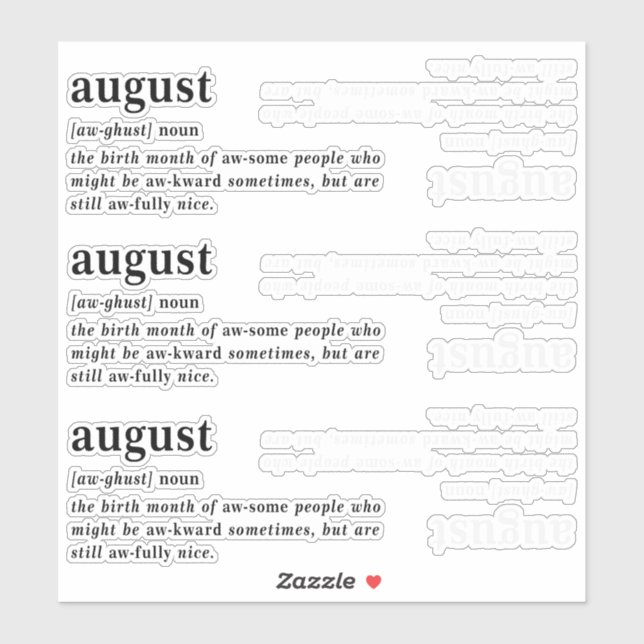 Pegatina Definición de Cumpleaños de Agosto (Hoja)