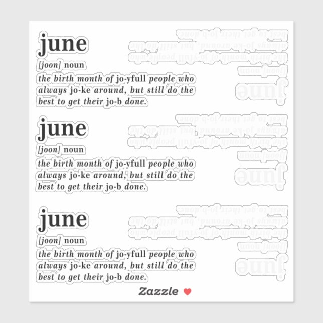 Pegatina Definición de Cumpleaños de Junio (Hoja)