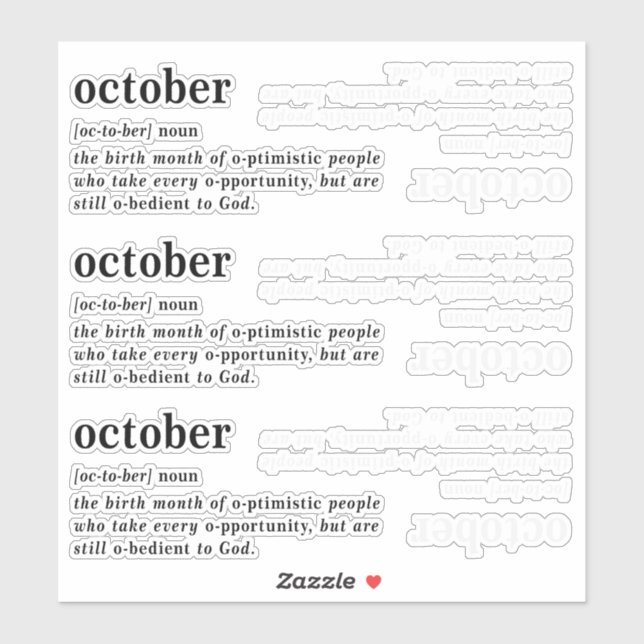 Pegatina Definición de cumpleaños de octubre (Hoja)