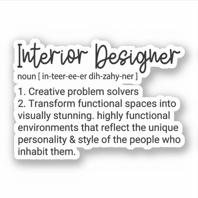 Pegatina Definición de Diseñador de interiores, diseño inte (Anverso)