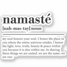 Pegatina Definición de Namaste Yoga Meditación mínima moder