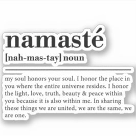 Pegatina Definición de Namaste Yoga Meditación mínima moder