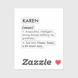 Pegatina Definición de nombre Karen editable, nombre person