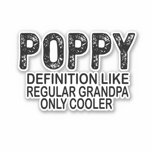 Pegatina Definición de POPPY Como Abuelo Regular Sólo Refri (Anverso)