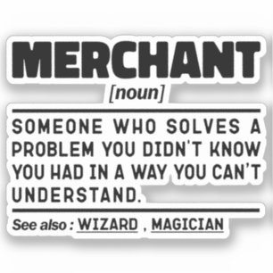 Pegatina Definición de sustantivo de comerciante Humor de t