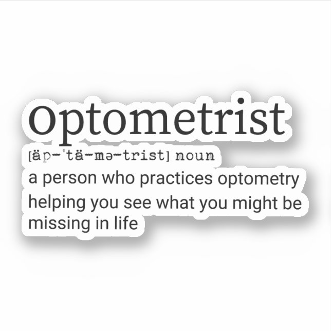Pegatina Definición Optometrista, Optometría, Optometrista (Anverso)