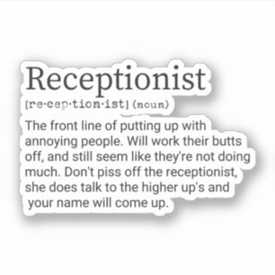 Pegatina Definición Recepcionista, Regalo Para Recepcionist