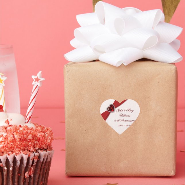 Pegatina del 40° Aniversario del Boda de Damask (Fiesta)