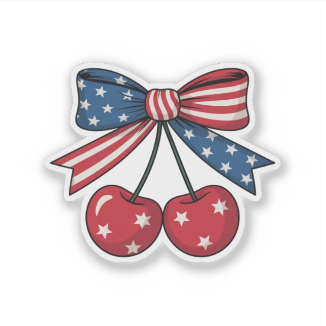 PEGATINA del 4 de julio en USA Cherry Coquette Bow (Anverso)