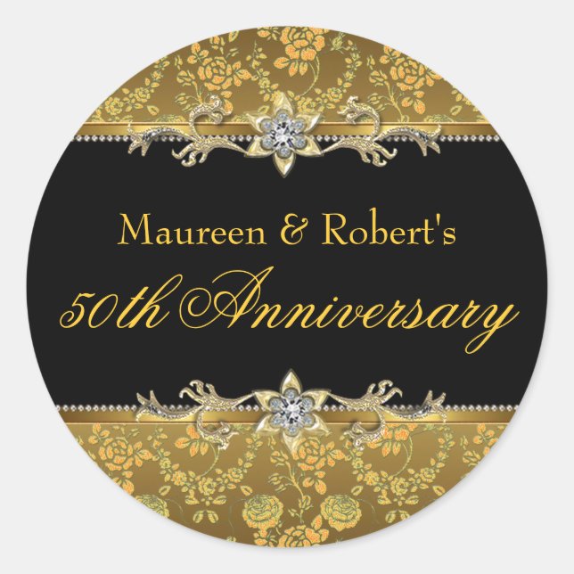 Pegatina del 50° Aniversario del Rosa Oro y Negro (Anverso)