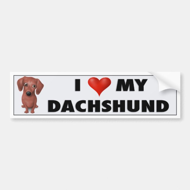 Pegatina del amor del Dachshund (Brown) (Frente)