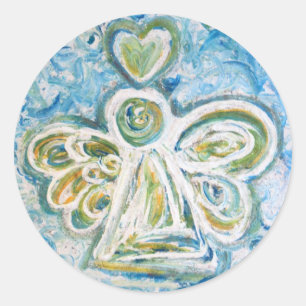 Pegatina del Ángel Azul Dorado