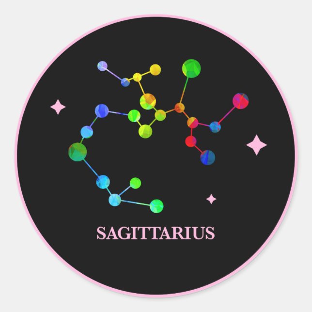 Pegatina del arcoiris de Sagittarius negro (Anverso)