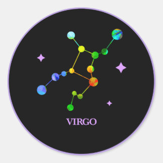 Pegatina del arcoiris de Virgo Zodiaco Negro