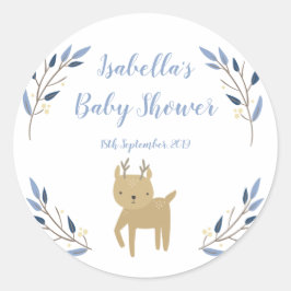 Pegatina del Baby Shower Favor del venado Woodland