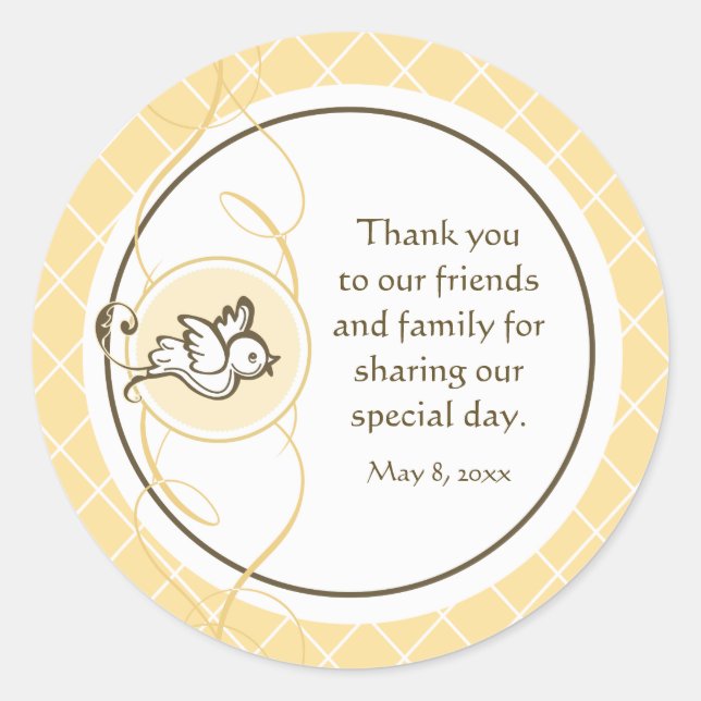 Pegatina del bautismo amarillo/favor de la cristia (Anverso)