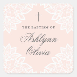 Pegatina del bautismo de encaje vintage