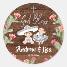 Pegatina del bautismo gemelo de Charro plateado Ru