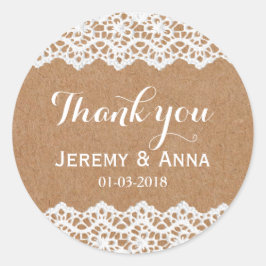 Pegatina del boda de encaje de Rstic