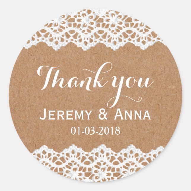 Pegatina del boda de encaje de Rstic (Anverso)