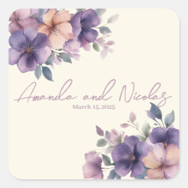 Pegatina del boda de flores rosadas puramente