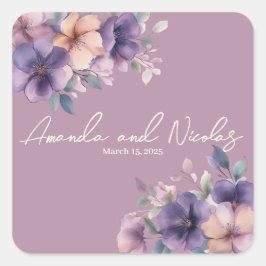 Pegatina del boda de flores rosadas puramente