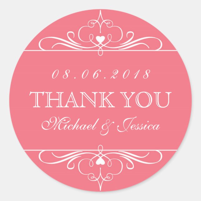 Pegatina del Boda de ornamentos florales de Swirl  (Anverso)