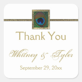 Pegatina del Boda de plumas de pavo real blanco y 