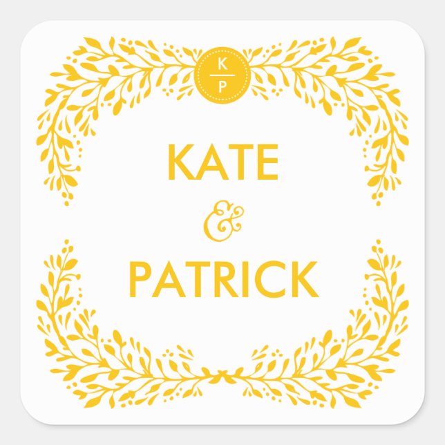 Pegatina del Boda del color EDITABLE de Laurel (Anverso)