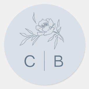 Pegatina del Boda Dusty Blue Floral