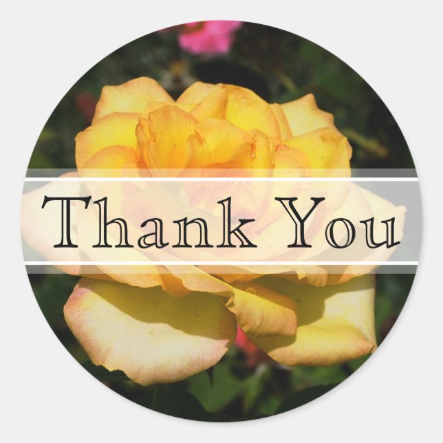 Pegatina del Boda floral rosa amarillo (Anverso)