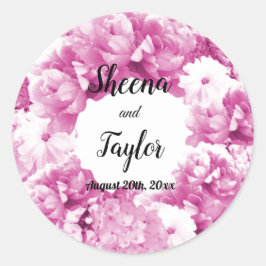 Pegatina del Boda floral rosado monocromático