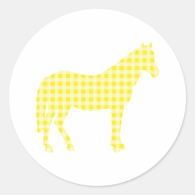 Pegatina del caballo de Gingham amarillo (Anverso)