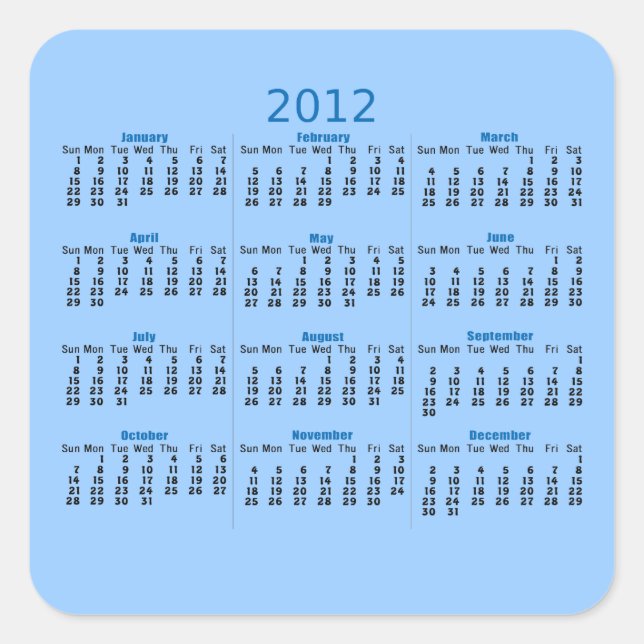 pegatina del calendario 2012 (Anverso)