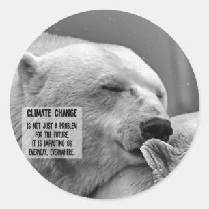 Pegatina del cambio climático con oso polar