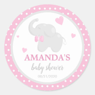 Pegatina del Chica de Baby Shower Polka Dot Pink E