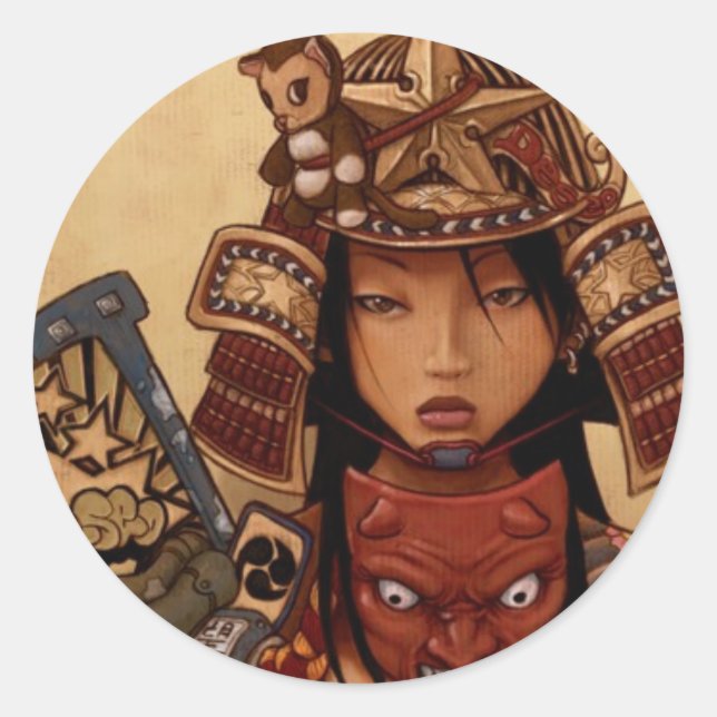 Pegatina del Chica del diablo Samurai (Anverso)