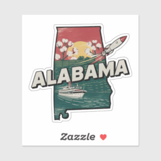 Pegatina del coche del estado de Retro Alabama