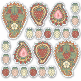 Pegatina del conjunto de iconos de fresa paisley