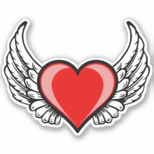 Pegatina del corazón alado