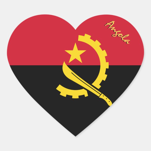Pegatina del corazón de Angola, bandera patriótica (Anverso)