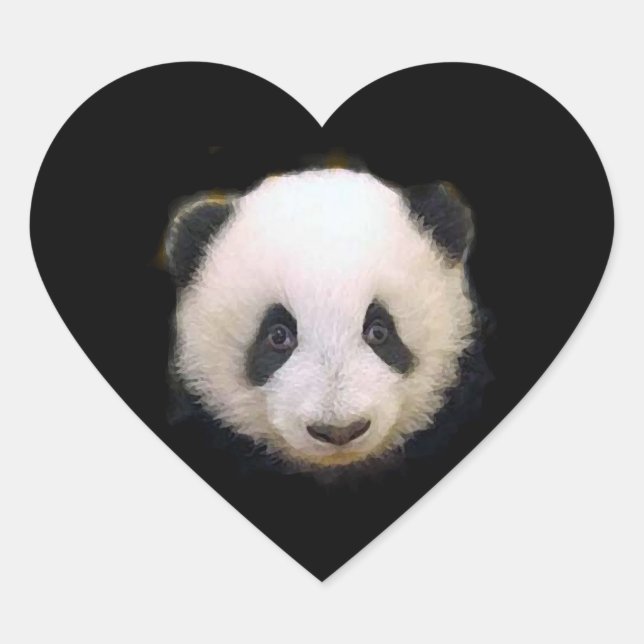 Pegatina del corazón de Baby Panda (Anverso)